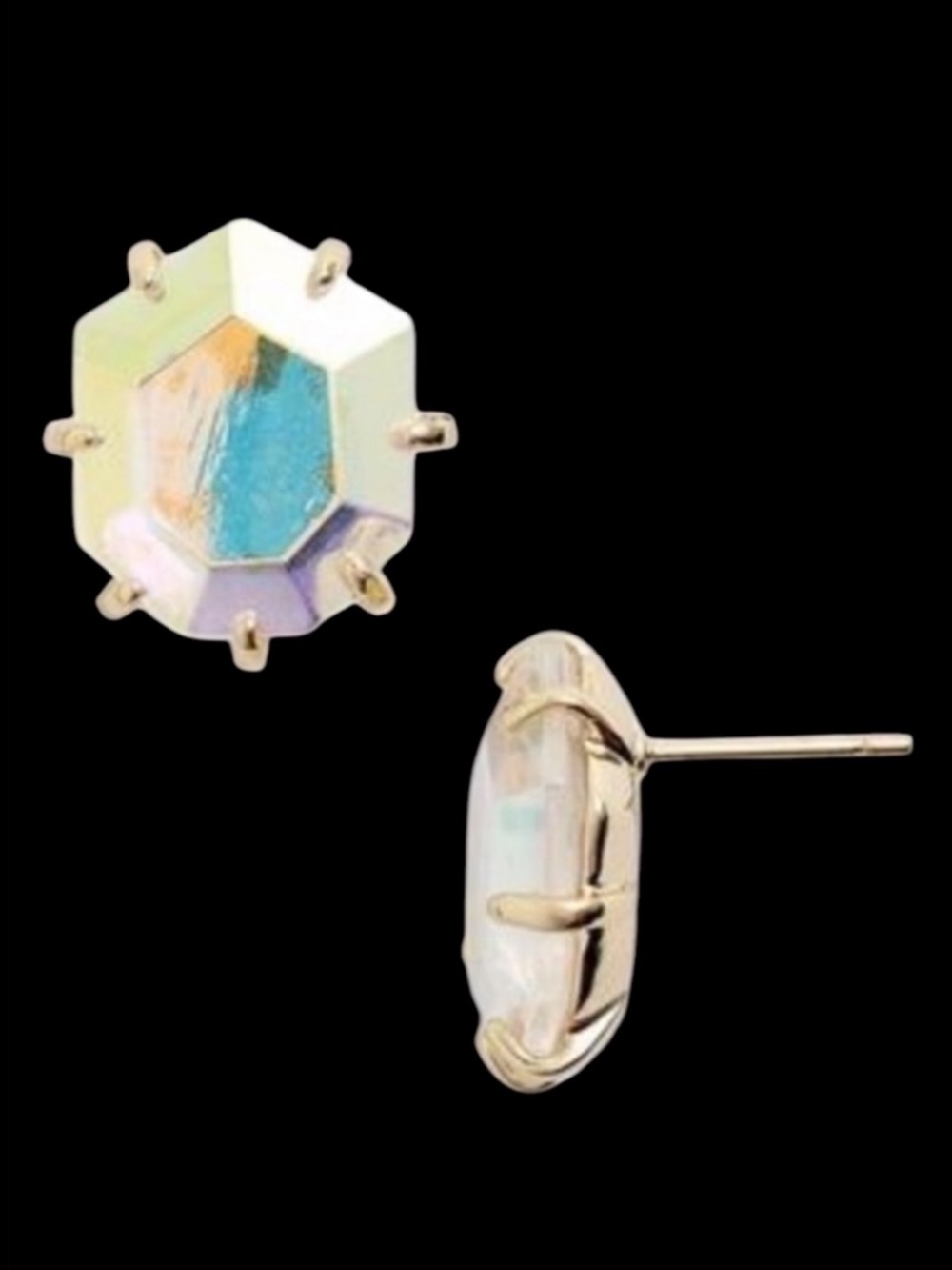 Kendra Scott Gold Morgan Stud Earrings in Clear Iridescent